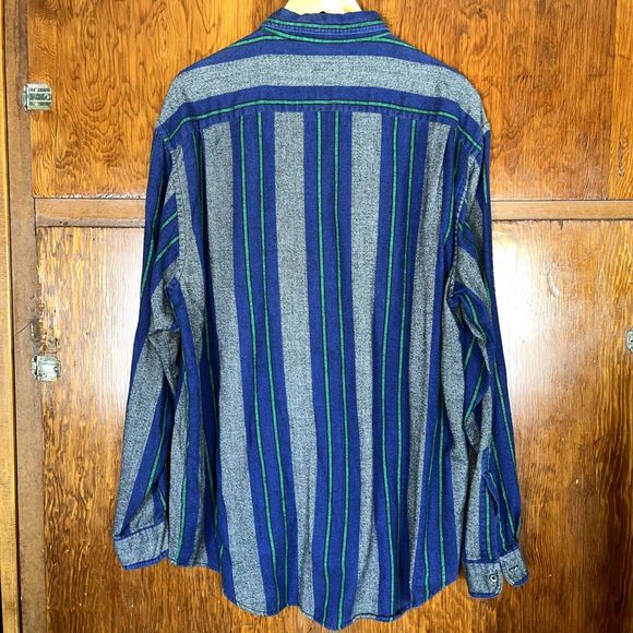 Dockers Men's XL 100% Cotton Blue Green Striped Longsleeve Cowboy Western Button - Picture 3 of 6